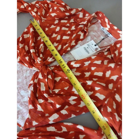 NWT Zara Linen Blend Midriff Crop Twist Top with Beaded Cuffs Size XS Boho NEW - Picture 10 of 12